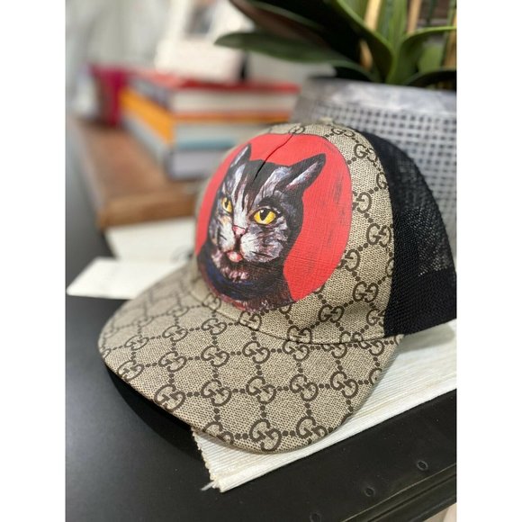 NEW Gucci GG Supreme Angry Cat Baseball Cap Hat - Picture 2 of 12